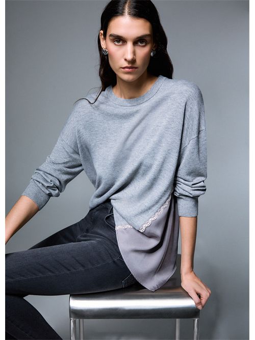 Maglia con inserti in raso LIU JO | WF6290MA16R/02050